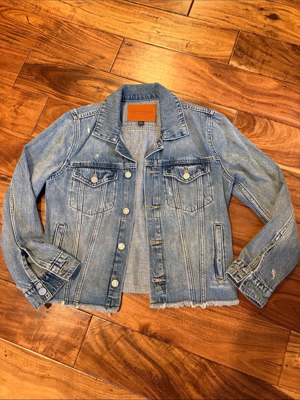 Lucky Brand Distressed Light Blue Denim Jacket - Women's, small, EUC